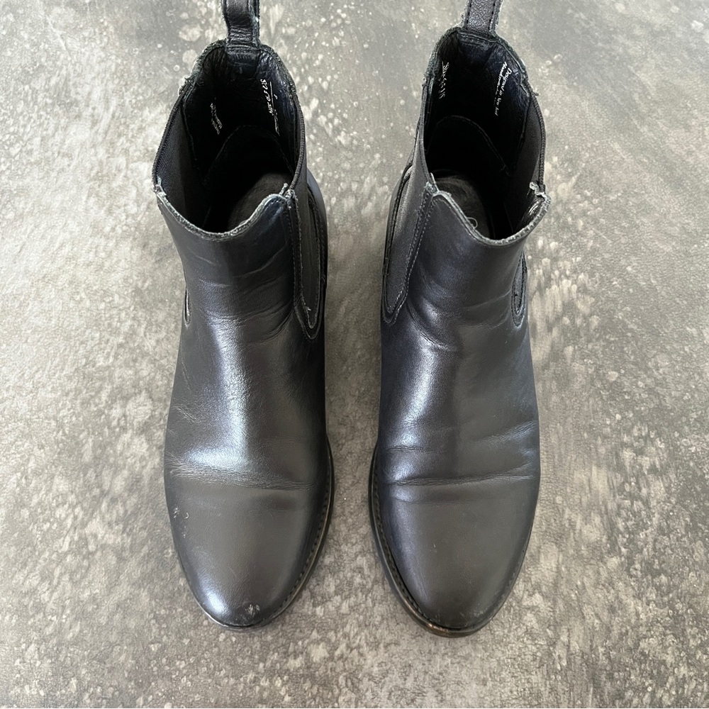Thursday Boot Company Black Leather Ankle Chelsea Boot Block Heel Womens 6.5 - Picture 3 of 12